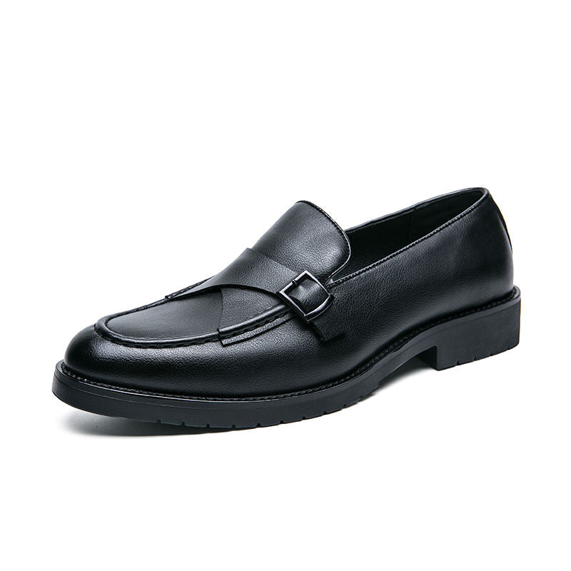 Classic Design Men PU Leather Shoes Monk Strap Wear Resistant Breathable Lining Formal Footwear for Men Office