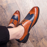 Pointed Toe Good Quality Brogue Print Comfortable Durable Fashion Men Casual Dress Shoes