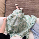 Women's Casual Floral Print Tiered Maxi Skirt, Lightweight Flowy Elastic Waist Summer Skirt