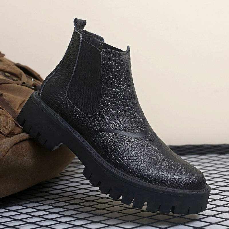 High Cut Round Toe Fashion Genuine Leather Ankle Boots Office Elegant Comfortable Cowhide Pure Leather Men Dress Shoes