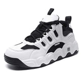 High Top Synthetic Leather Athletic Shoes with Chunky Wave Outsole for Running Gym Training Sneakers