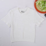 2025 New Round Neck T-shirt Sports Short Sleeve Threaded Spring and Summer Casual Short Sleeve Top