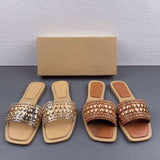Elegant Gold Diamond Women's Flat Sandals - New Design from Top Chinese Shoe Vendor