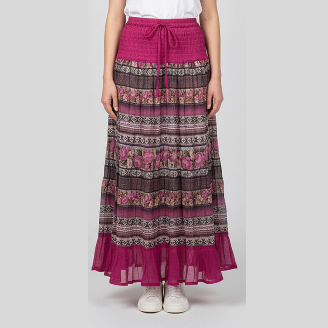Boho Floral Stripe Skirt