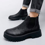 High Cut Round Toe Fashion Genuine Leather Ankle Boots Office Elegant Comfortable Cowhide Pure Leather Men Dress Shoes