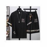 Men's Casual 2 Piece Outfit, 2026 New Arrival Printed Crew Neck T-Shirt & Shorts Set, Summer Streetwear Tracksuit