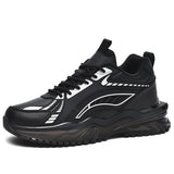Blank Leather Men Stylish Black White Running Sneakers with Sleek Design and Durable Sole for Sports and Casual Wear