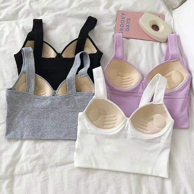 New Product Padded Spacer Halters Women's tank Tops Seamless Push up Bra Vest
