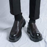 Latest Design Low Cut Thick Sole Good Looking Durable Brogue Dress Shoes+Slip on Fancy Men Formal Wedding Shoes