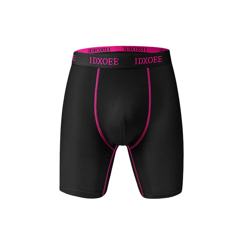 Men Athletic Long Boxer Briefs Color Line Stitching Elastic Sport Waist Anti Rub Underwear Breathable Long Leg Mens Boxers