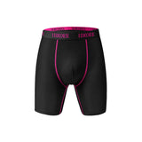 Men Athletic Long Boxer Briefs Color Line Stitching Elastic Sport Waist Anti Rub Underwear Breathable Long Leg Mens Boxers
