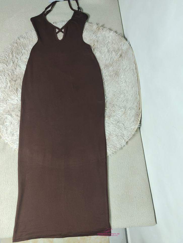 Backless Cami Dress Classic Hip Wrap Dress Slim-fit Sheath Dress
