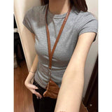 Cotton Women Solid Crew Neck Short Sleeve T Shirt Slim Fit Basic Plain Tee Multi Color Casual Daily Ladies Soft Cotton Tops