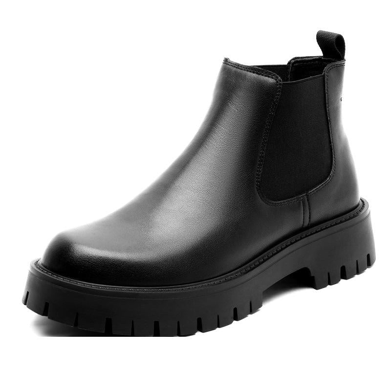 Cowhide Real Leather Chelsea Boots Comfortable Thick Sole Classic Durable Wedding Formal Men Fashion Leather Boots