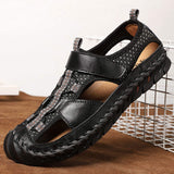 Genuine Leather Materials Hard Wearing Summer Beach Casual Shoes Leather Sandals for Men