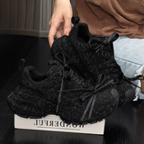Female Sparkling Sneakers Chunky Sole Shoes Casual Footwear with Rhinestone Glitter Platform Sneakers for Women