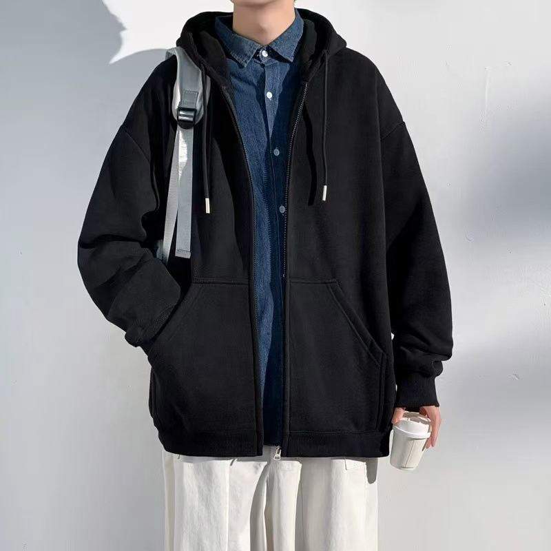 Winter New Men's Hooded Cardigan American Trendy Brand, Relaxed Fit Casual Jacket Top