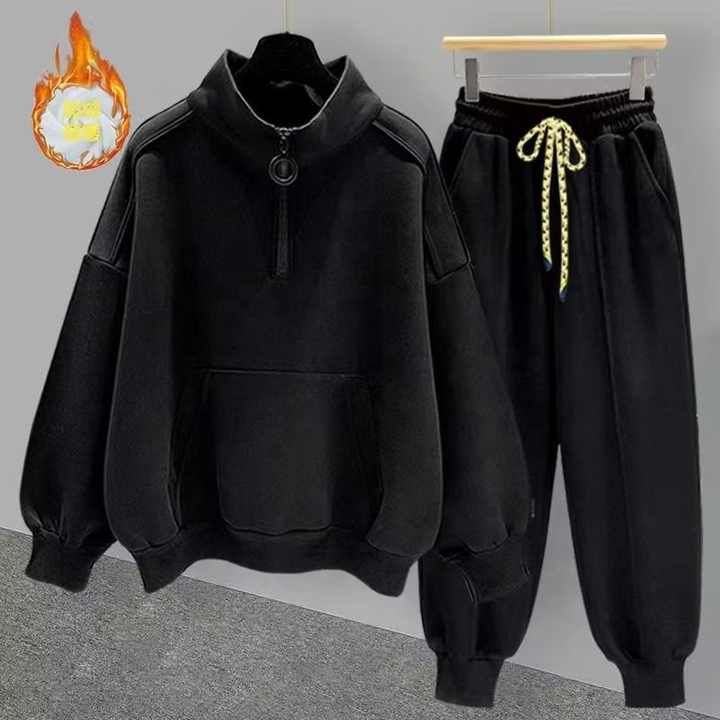 Autumn and Spring Men's Half Zipper Top and Long Pants Sports Suit Loose Casual Fashion Men's Two-Piece Set
