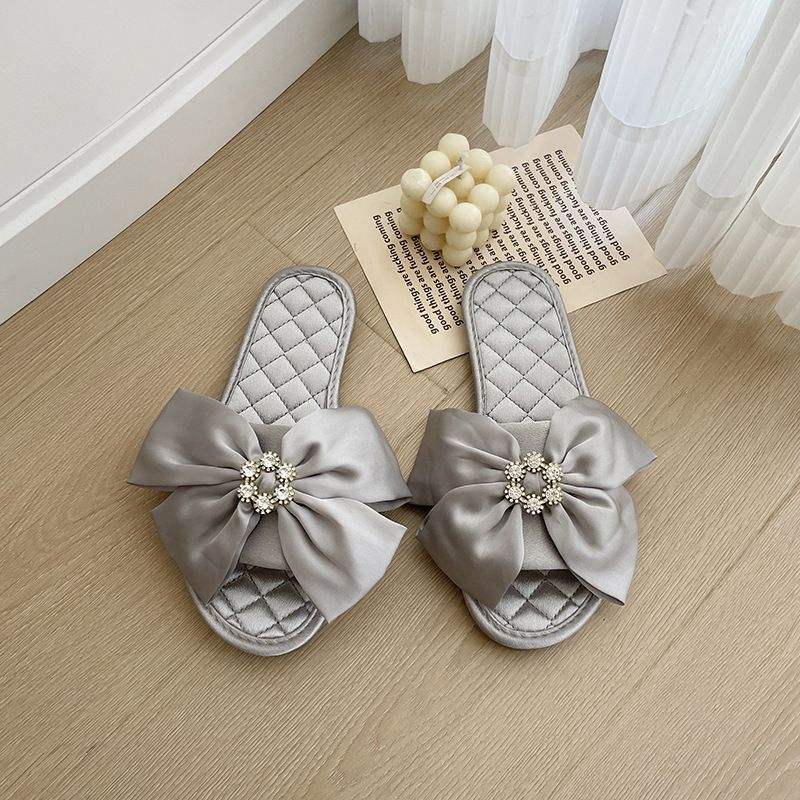 Elegant Silk Bow Sandals for Women - Party & Wedding Slippers