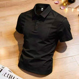 Men Mesh Splicing Short Sleeve Polo Shirt Breathable Lapel Casual Fashion Tops