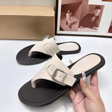 Stylish Anti-Slip PU Leather Flip Flops - Comfortable Non-Slip Beach Slides & Flat Sandals