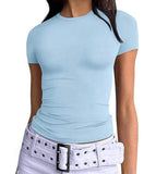 Short Sleeve Basic Going Out Tops Slim Fit Crop Tops