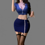 Two-piece Set with Hat Flight Attendant Uniform with Hat Sexy Costume Uniform Sexy Lingerie Set