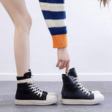 Unisex US12 Durable Zapatos Dama Canvas Platform Lace up Outdoor Footwear High Top Canvas Sneakers Women's Casual Shoes