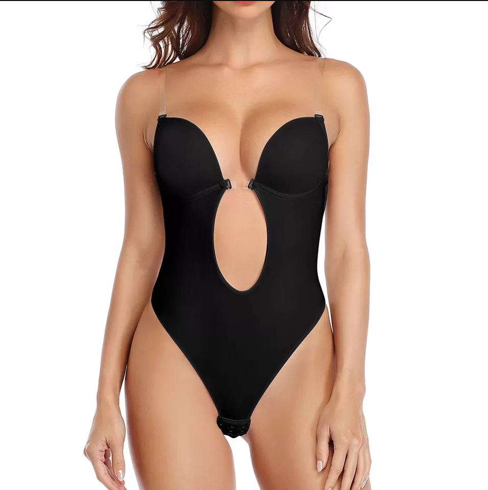 Women Backless Bra Body Shape Seamless U Plunge Bodysuit Bridal Corset for Wedding Slimming Underwear Corsets With Hollow Out