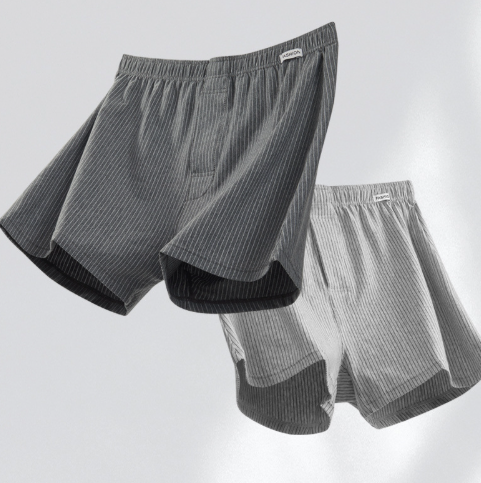 Men Cotton Striped Boxer Shorts Elastic Waist Loose Fit Casual Home Underwear