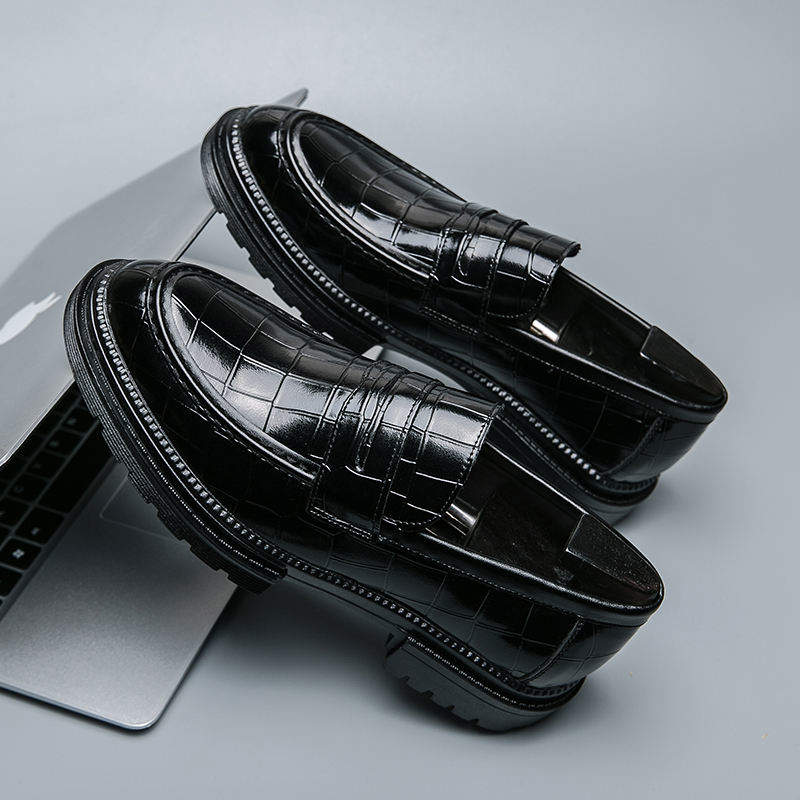 Thick Sole Durable Black Brown Color Wedding Shoes Classy PU Leather Penny Loafer Dress Shoes