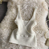 Slim-fit tank Top Knitted Camisole Spaghetti Strap Going Out Tops