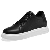 Mens Flat Height Increasing Elevator Shoes Women Leather Casual Sneakers 6cm 8cm Invisible Lift Low Top Platform Trainers