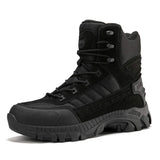 Winter Autumn Men Blank Leather Outdoor Field Training Mountaineering Boots Size US 13 EU 47 High Top Ankle Hiking Shoes for Man