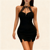 Hot Girl Style Bodycon Dresses Fashionable Slim-fit Mini Dress Sexy Halter Neck Dress
