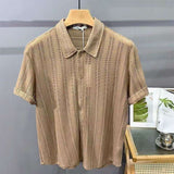 2026 New Arrival Mens Sheer Mesh Short Sleeve Shirt Hollow Out See Through Lapel Fashion Breathable Transparent Shirts