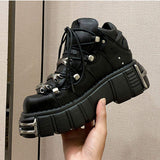 Unisex MotorcycleTrendy Thick Sole Running Shoe Chunky Platform Wedges Sneakers for Ladies