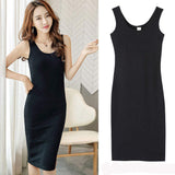 Women U Neck Sleeveless Tank Midi Dress Soft Knit Basic Solid Color Casual Loose Long Dress Multiple Colors