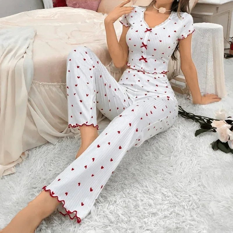 2 - piece Ladies' Pyjamas Slim - fit Fashionable Nightgown Printed Sleepwear - Zeprah