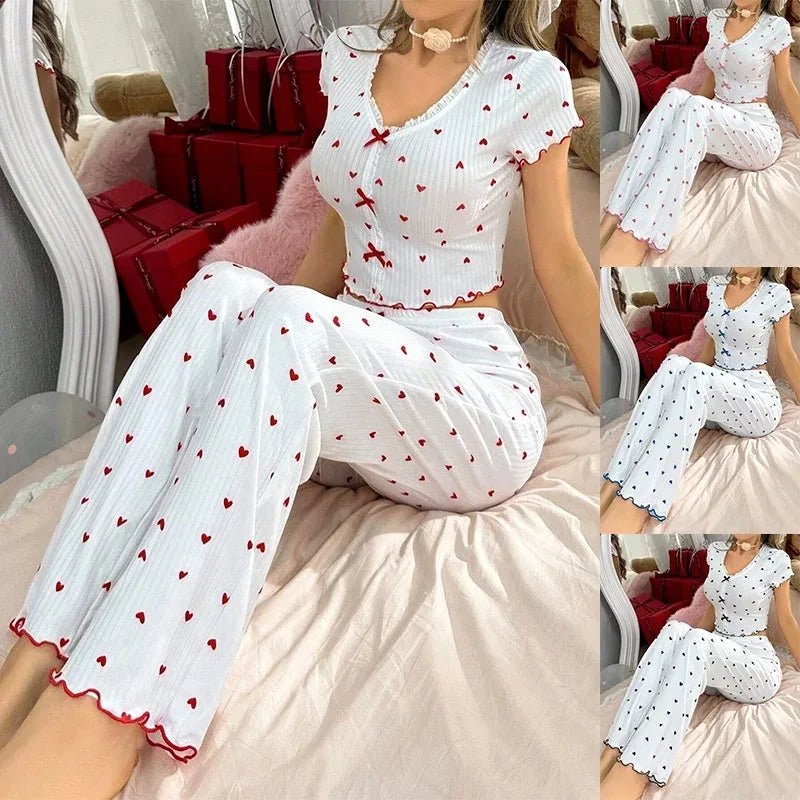 2 - piece Ladies' Pyjamas Slim - fit Fashionable Nightgown Printed Sleepwear - Zeprah