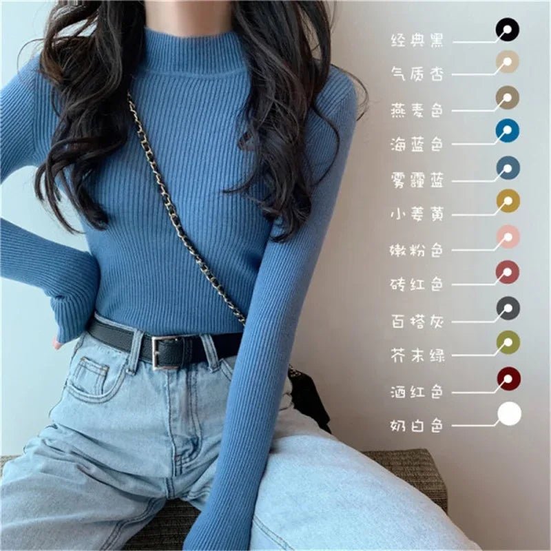 2020 Women's Autumn Sweater Slim Long - Sleeve Knit Top for Layering - Zeprah