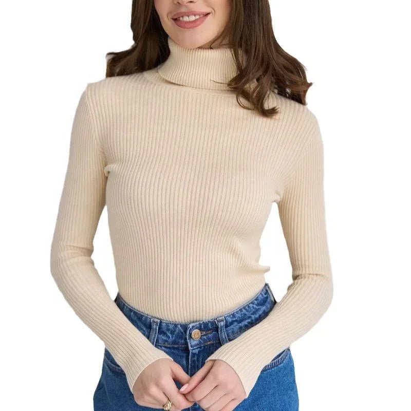 2025 Autumn European - American Turtleneck Knitwear Women's Slim - Fit Pullover for Layering - Zeprah