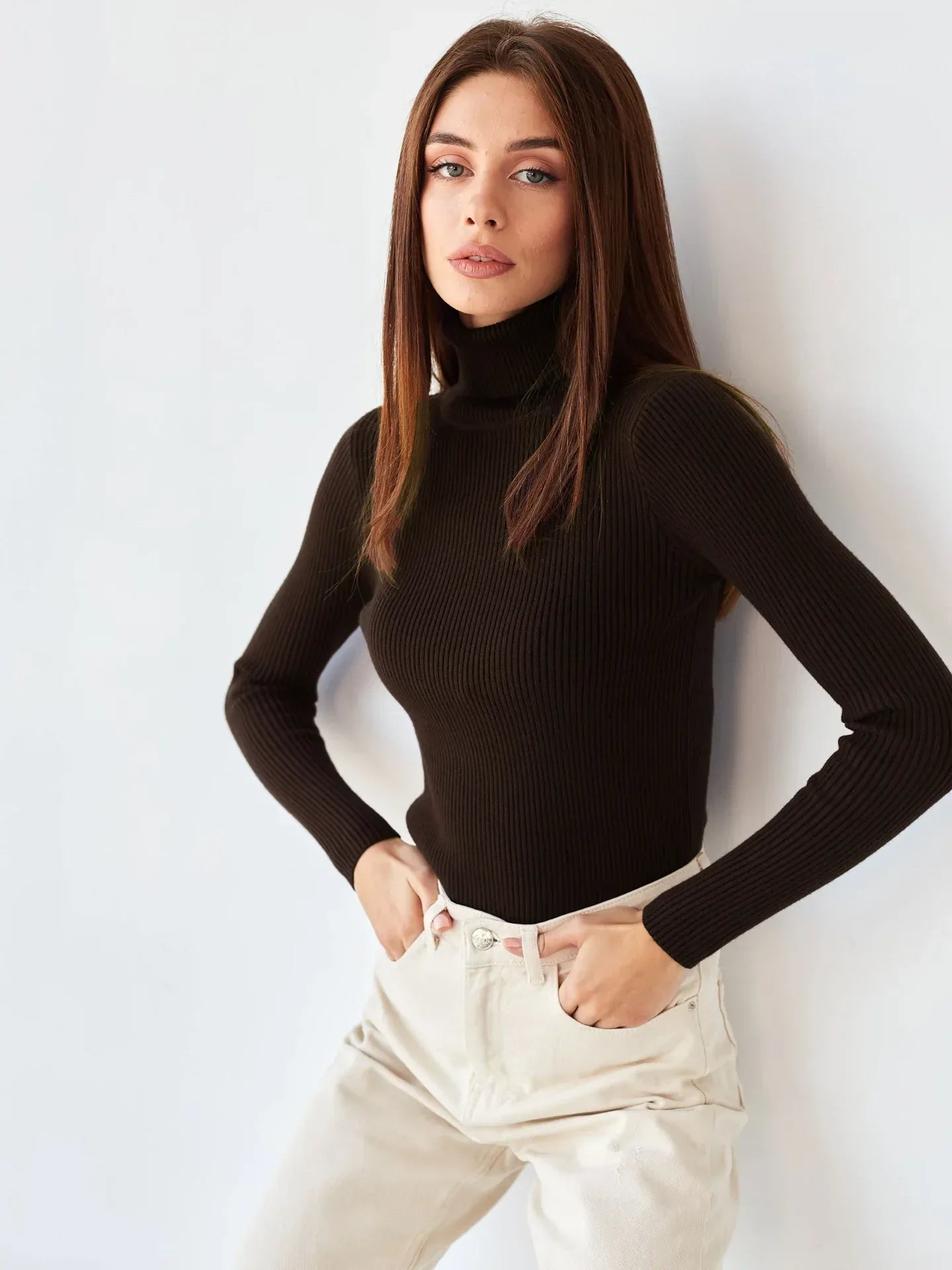 2025 Autumn European - American Turtleneck Knitwear Women's Slim - Fit Pullover for Layering - Zeprah