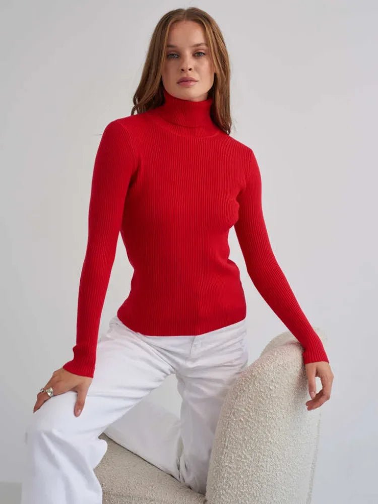 2025 Autumn European - American Turtleneck Knitwear Women's Slim - Fit Pullover for Layering - Zeprah