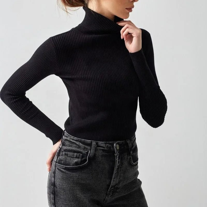 2025 Autumn European - American Turtleneck Knitwear Women's Slim - Fit Pullover for Layering - Zeprah