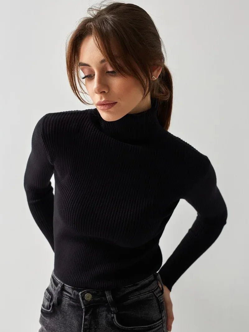 2025 Autumn European - American Turtleneck Knitwear Women's Slim - Fit Pullover for Layering - Zeprah