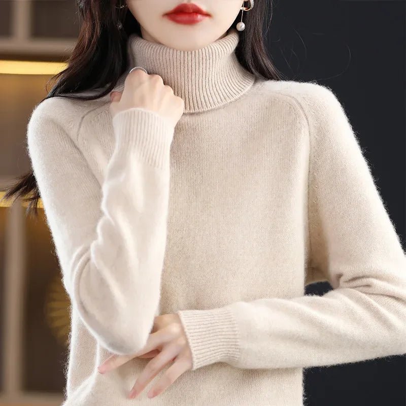 2025 Autumn - Winter Women's High Roll Neck Sweater Versatile Loose Knit Top - Outer Wear & Layering - Zeprah