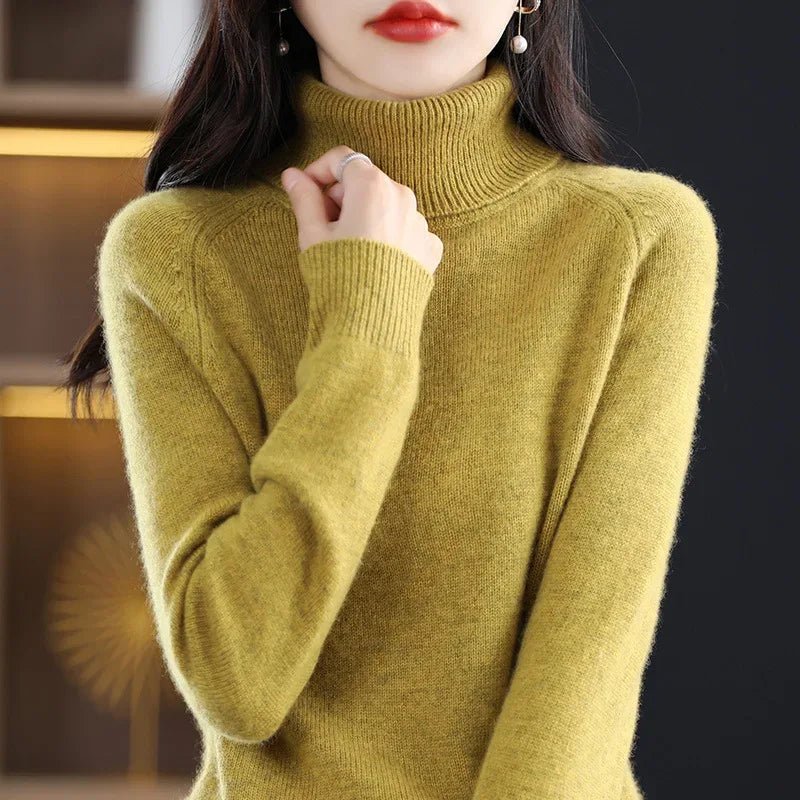 2025 Autumn - Winter Women's High Roll Neck Sweater Versatile Loose Knit Top - Outer Wear & Layering - Zeprah