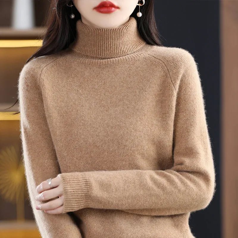 2025 Autumn - Winter Women's High Roll Neck Sweater Versatile Loose Knit Top - Outer Wear & Layering - Zeprah