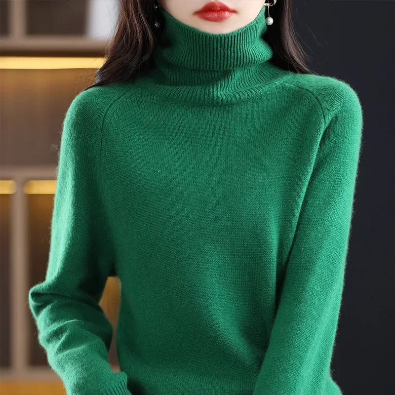 2025 Autumn - Winter Women's High Roll Neck Sweater Versatile Loose Knit Top - Outer Wear & Layering - Zeprah